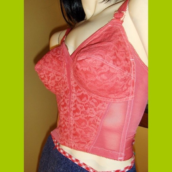 Playtex Other - VTG 50s ROCKABILLY RED LACEY LONGLINE PINUP BRA